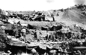 New Zealand soldiers' encampment at Anzac Cove 1915